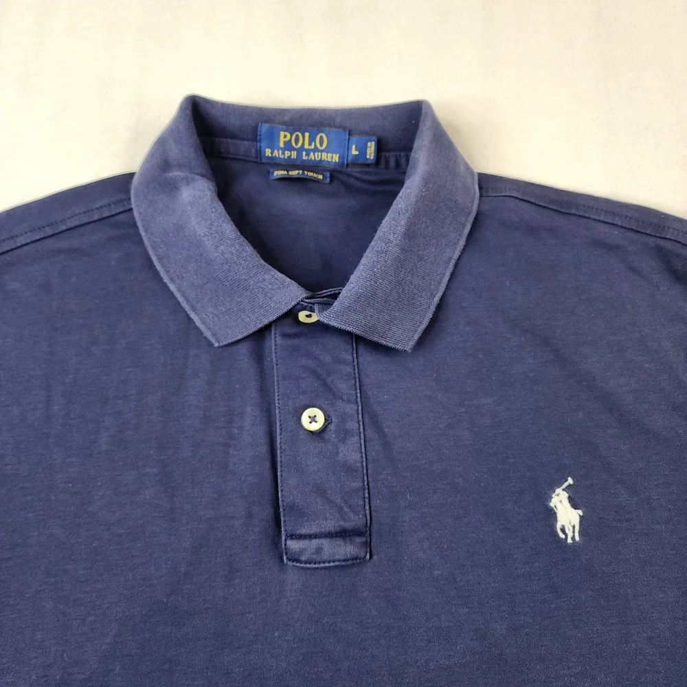 Polo Ralph Lauren Polo Mens Large Navy Blue Pima Soft Touch Short Sleeve Logo